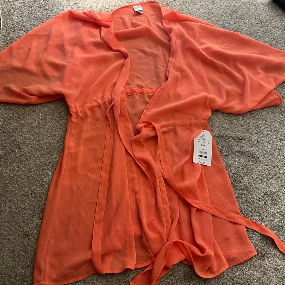 Vibrant Orange Sheer Kimono